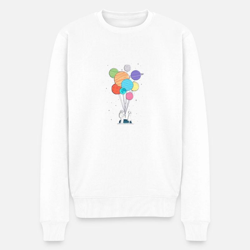 PLANETEN - Männer Premium Bio Pullover - Weiß