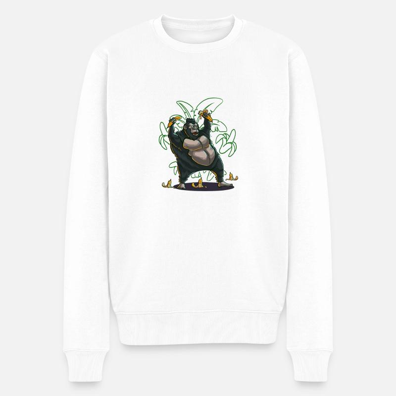 T-Shirt Affe Banane - Männer Premium Bio Pullover - Weiß