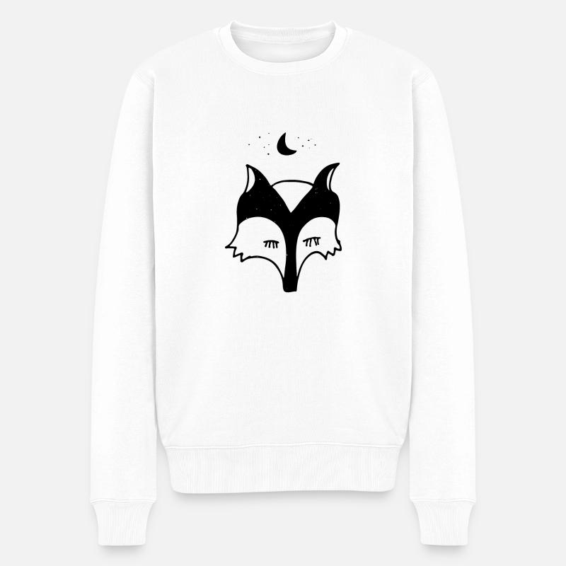 Fuchs Nacht Illustration - Männer Premium Bio Pullover - Weiß