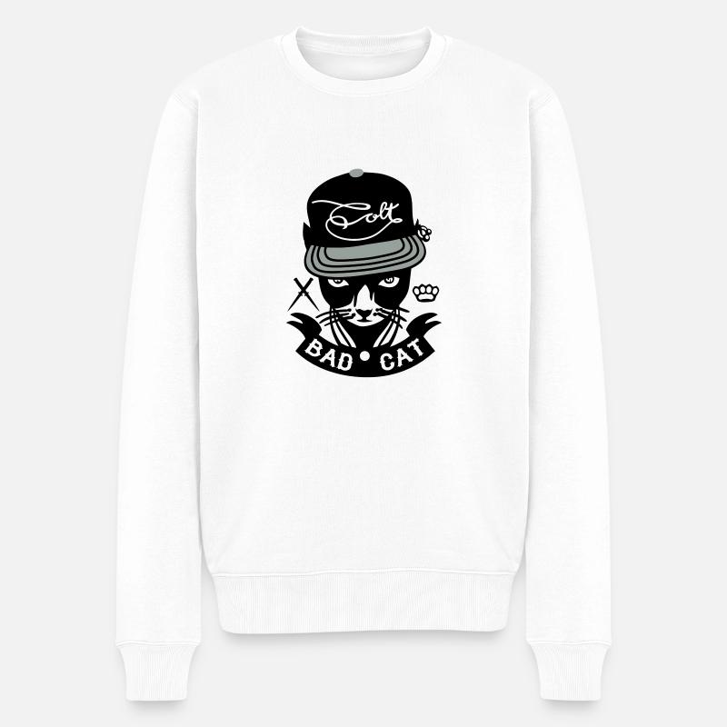 Bad Cat - GeddoCat - Pull Premium bio Homme - blanc