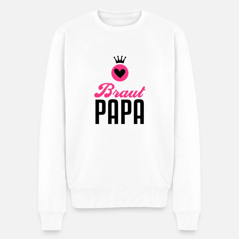 Braut Papa – Braut Vater – Hochzeit – 2C - Männer Premium Bio Pullover - Weiß