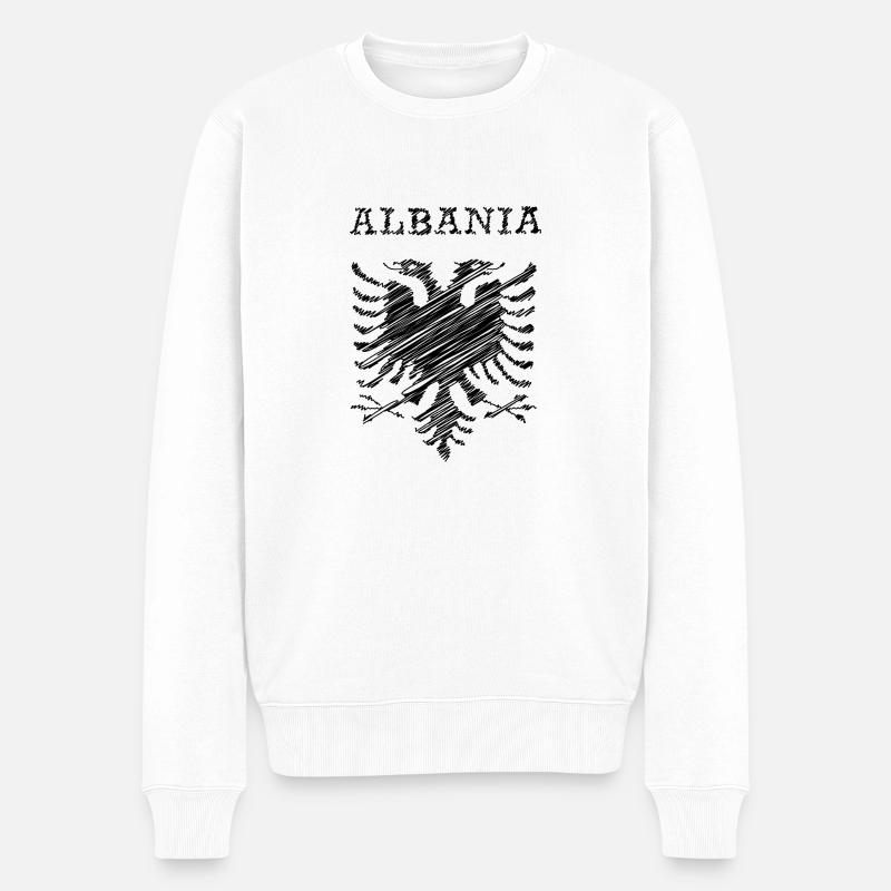 Albania, scribble black - Pull Premium bio Homme - blanc