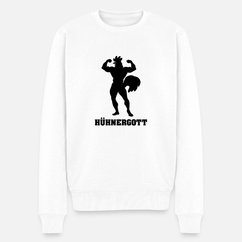 Hühnergott - Männer Premium Bio Pullover - Weiß