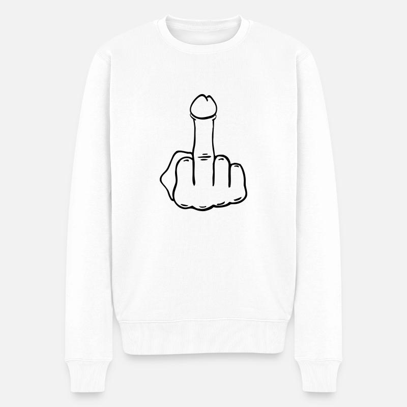 Mittelfinger Penis - Männer Premium Bio Pullover - Weiß