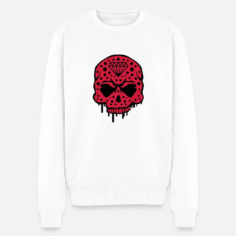skull_diamond_graffiti_ce2 - Männer Premium Bio Pullover - Weiß