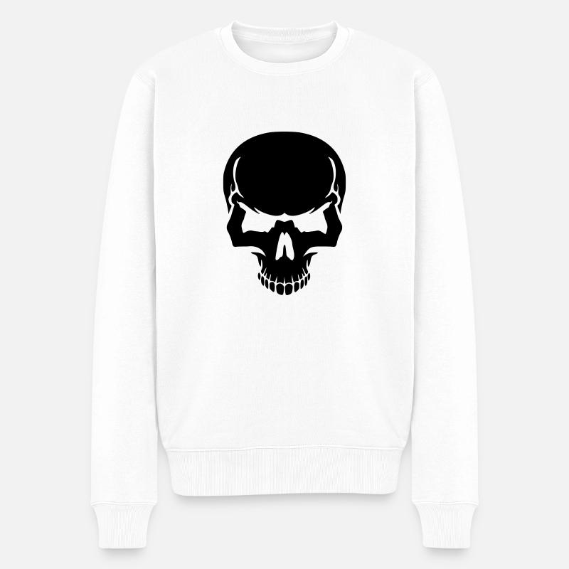 Totenkopf - Männer Premium Bio Pullover - Weiß