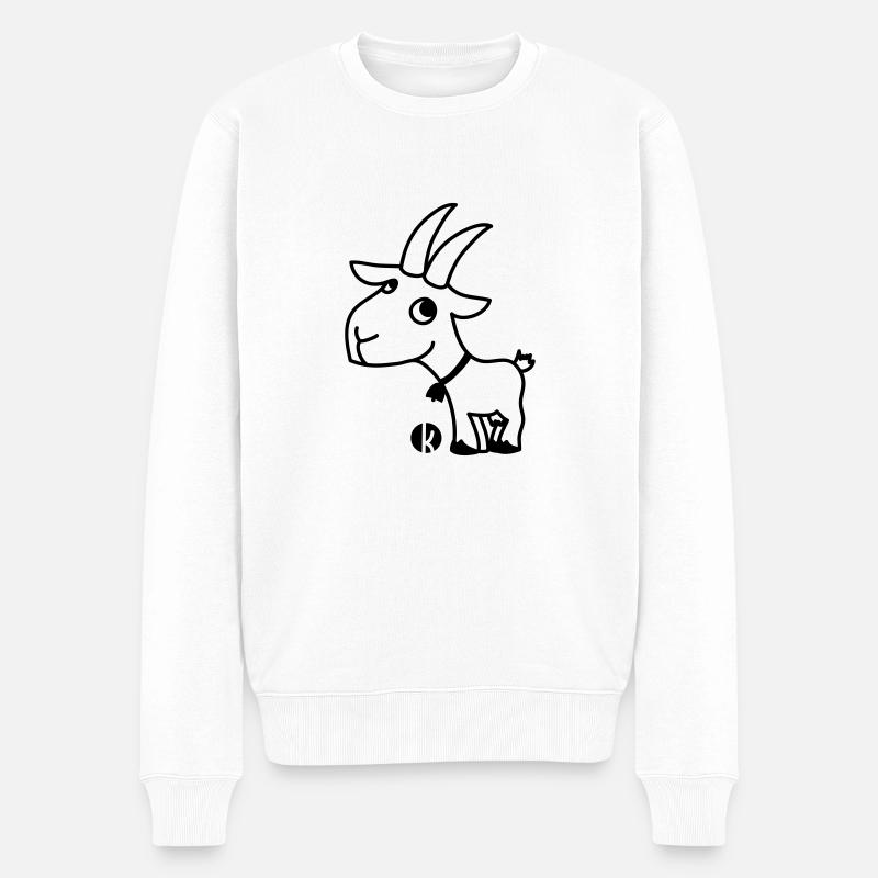 Ziege - Goat - Männer Premium Bio Pullover - Weiß