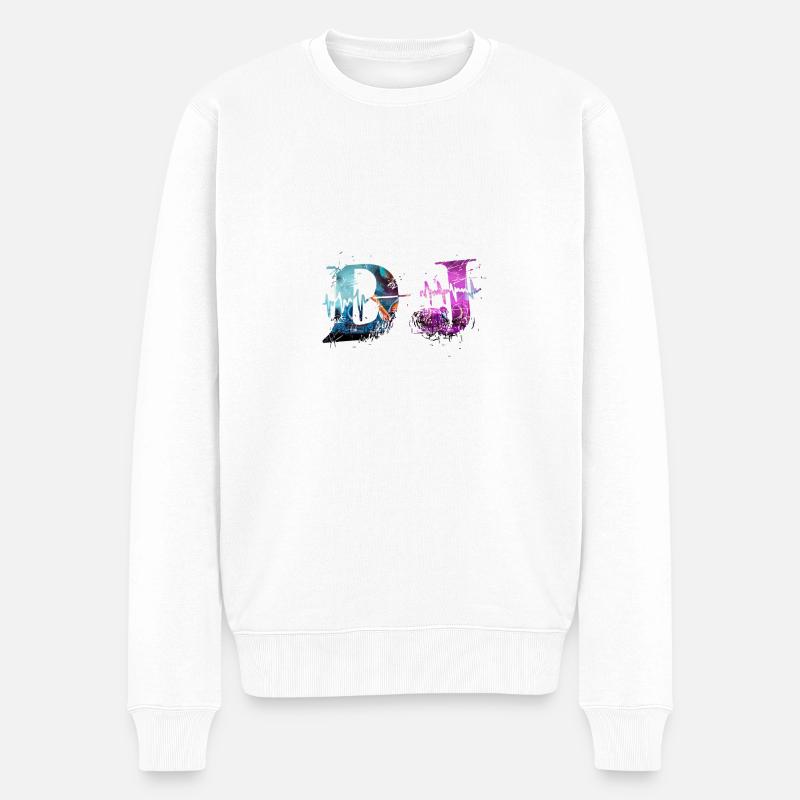 DJ Music Deejay - Männer Premium Bio Pullover - Weiß