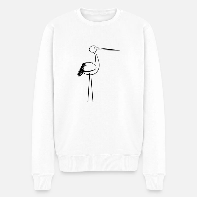 storch stilisiert design - Männer Premium Bio Pullover - Weiß