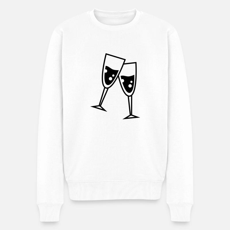 glas sekt - Männer Premium Bio Pullover - Weiß