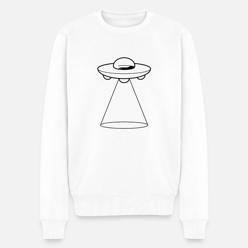 Laser Beam UFO - Männer Premium Bio Pullover - Weiß
