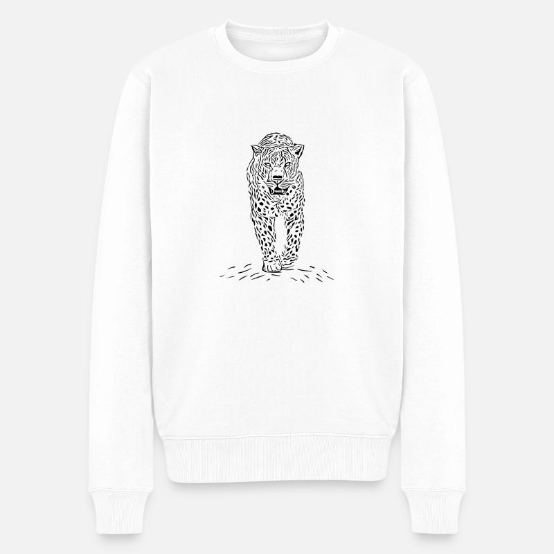Leopard Vintage - Männer Premium Bio Pullover - Weiß