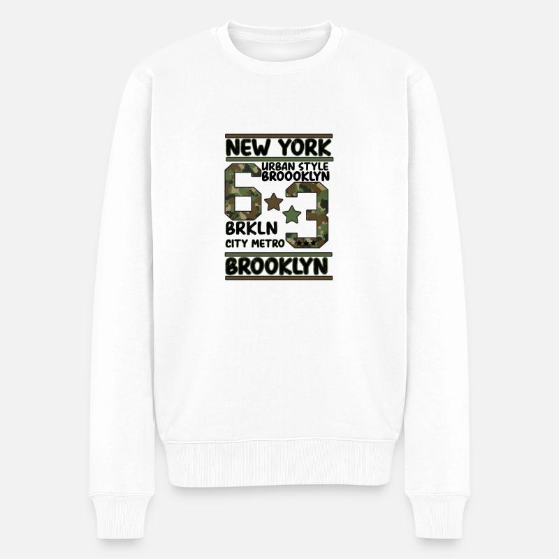 Newyork Brooklyn - Männer Premium Bio Pullover - Weiß