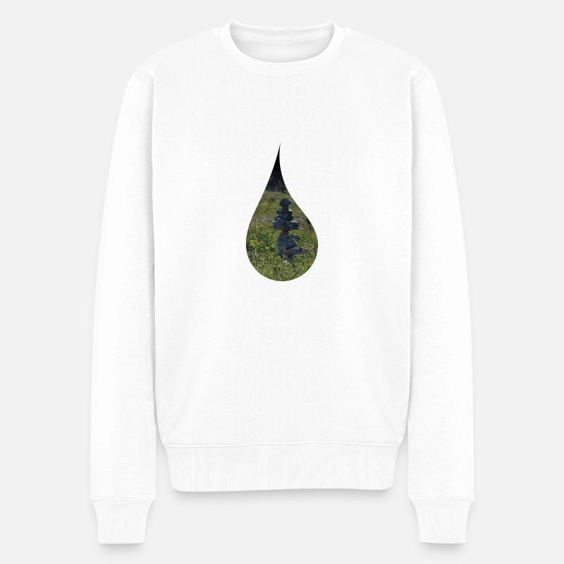 Entspannung im Tropfen - Männer Premium Bio Pullover - Weiß