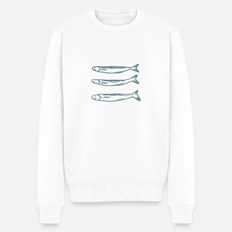 Sprotten 4,Fische,angeln,Design,Geschenk,cool,chic - Männer Premium Bio Pullover - Weiß