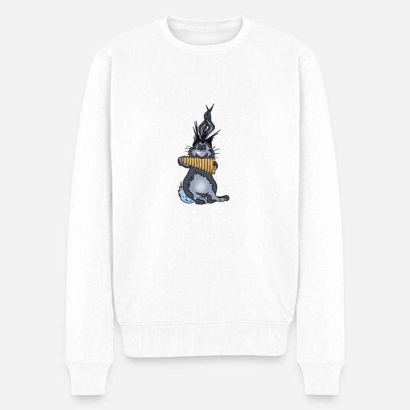 Panpipe lapin - Pull Premium bio Homme - blanc