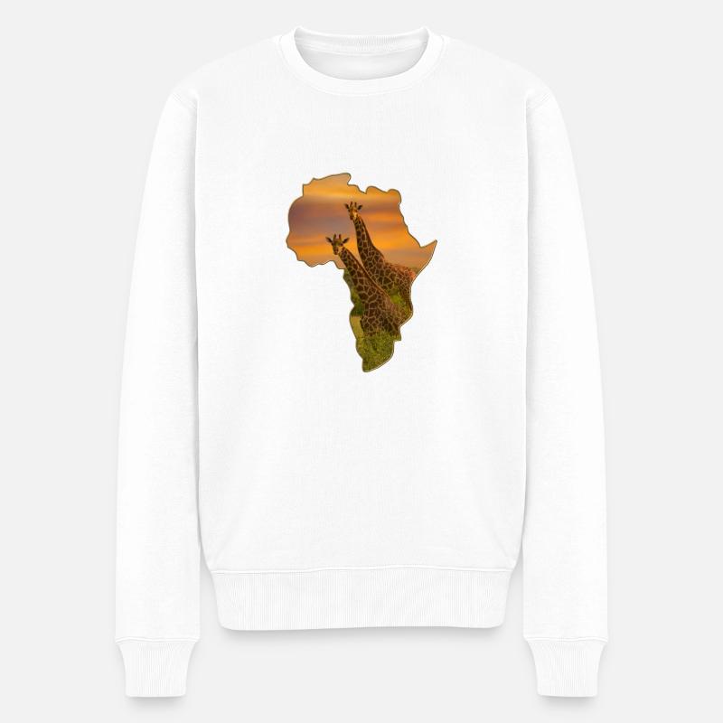Giraffe - Männer Premium Bio Pullover - Weiß