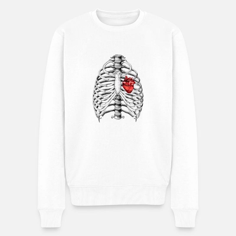 Anatomie Skelett Brustkorb mit Herz - Männer Premium Bio Pullover - Weiß