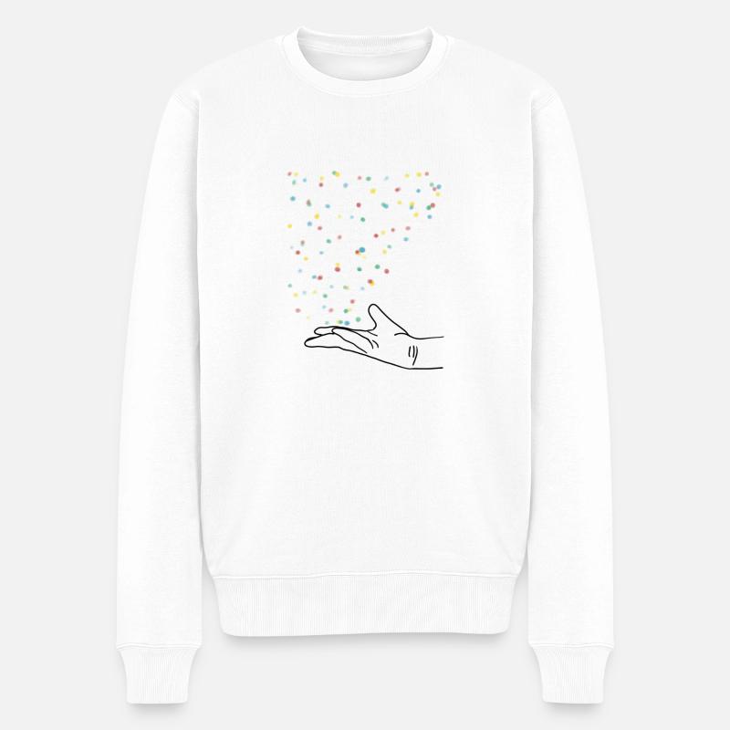 Konfetti - Männer Premium Bio Pullover - Weiß