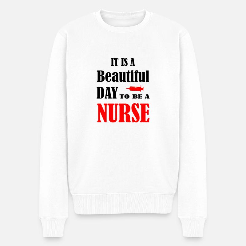 Nurse Krankenschwester Doktor - Männer Premium Bio Pullover - Weiß