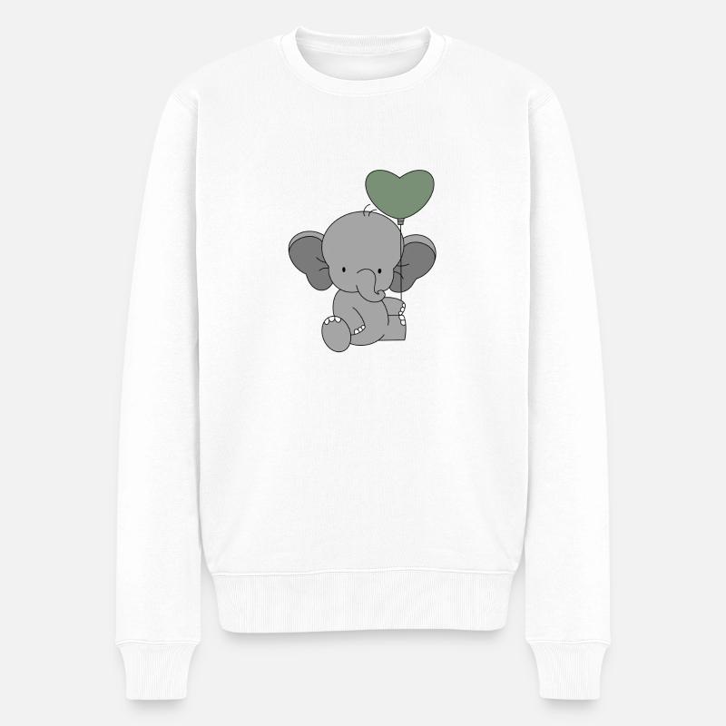 Bébé éléphant en montgolface 💚💚 - Pull Premium bio Homme - blanc
