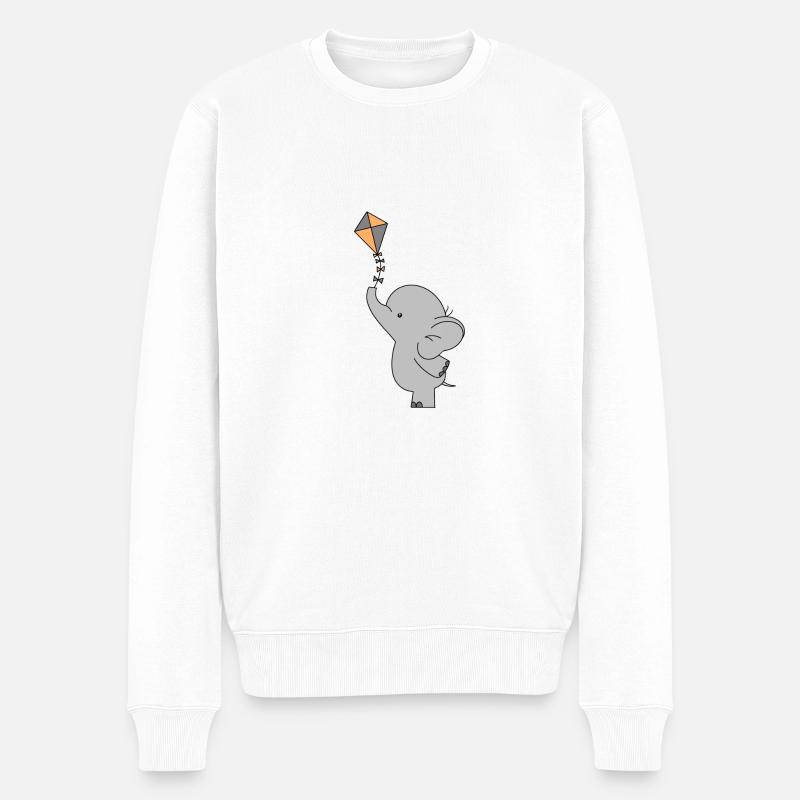 Bébé éléphant 🐘 avec dragon 🪁🧡🧡🧡 - Pull Premium bio Homme - blanc