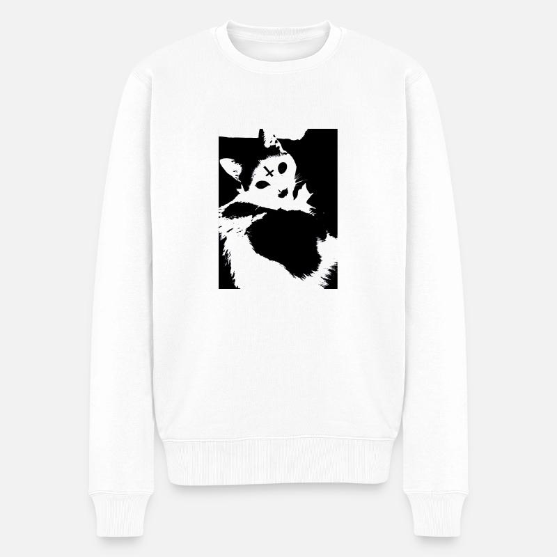 Antichrist Cat - Männer Premium Bio Pullover - Weiß