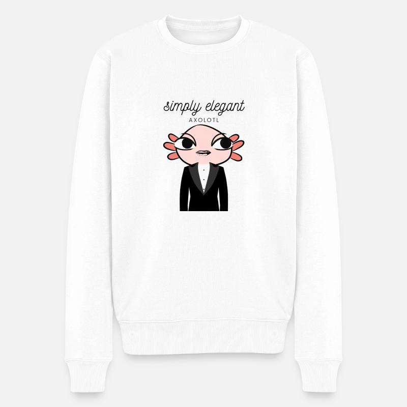Axlotl - Einfach elegantes Axolotl - Männer Premium Bio Pullover - Weiß