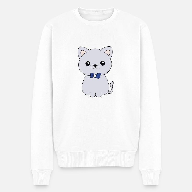 Kater - Männer Premium Bio Pullover - Weiß