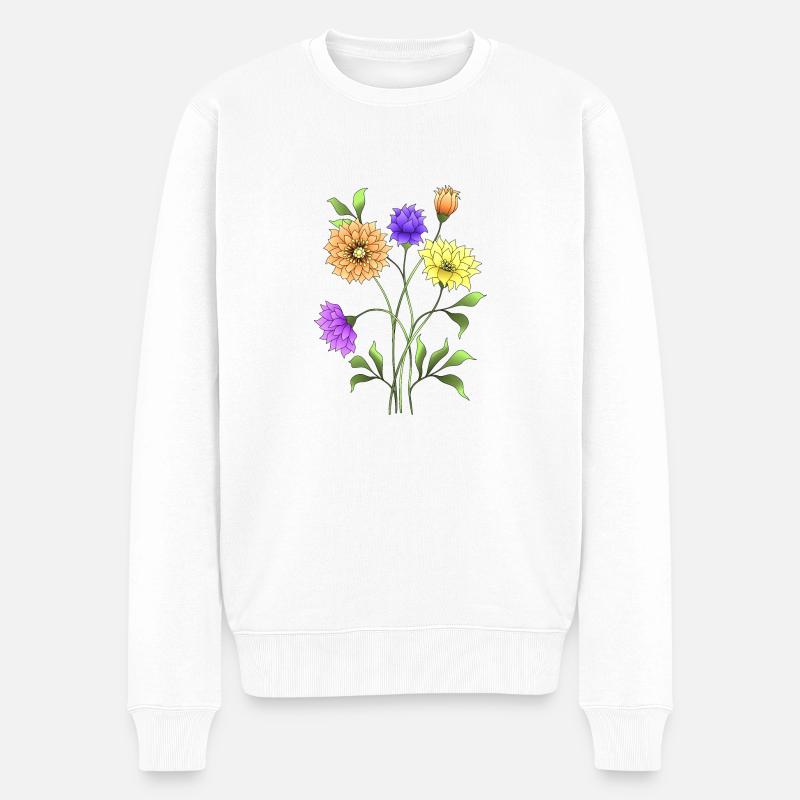 Blumen - Männer Premium Bio Pullover - Weiß
