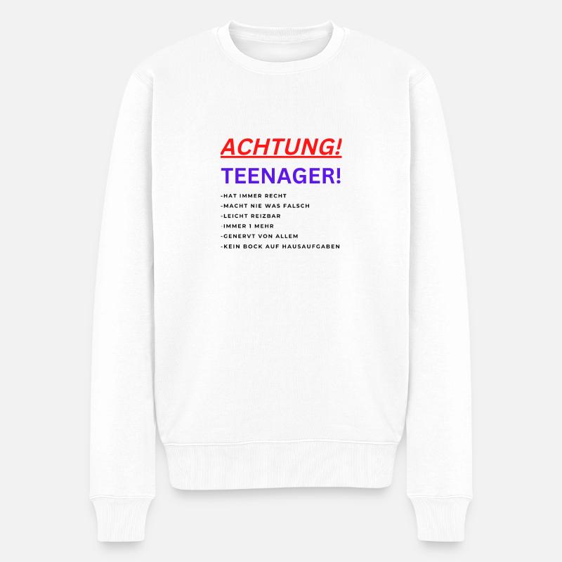 TEENAGER rechte - Männer Premium Bio Pullover - Weiß