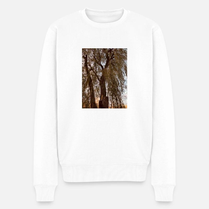 Baum Himmel Braun Herbst - Männer Premium Bio Pullover - Weiß