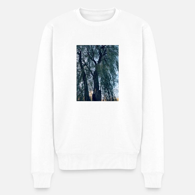 Hochhaus Bäume - Männer Premium Bio Pullover - Weiß