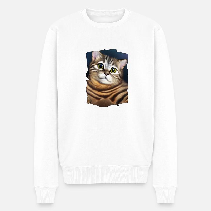 Süsse katze - Männer Premium Bio Pullover - Weiß