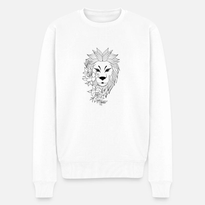Löwe - Männer Premium Bio Pullover - Weiß