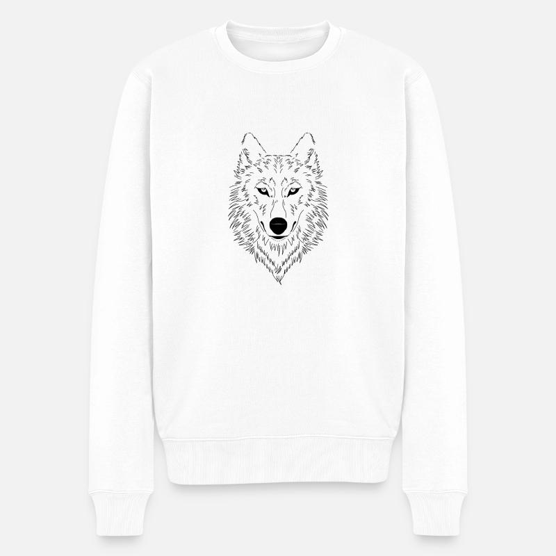 Wolf - Männer Premium Bio Pullover - Weiß