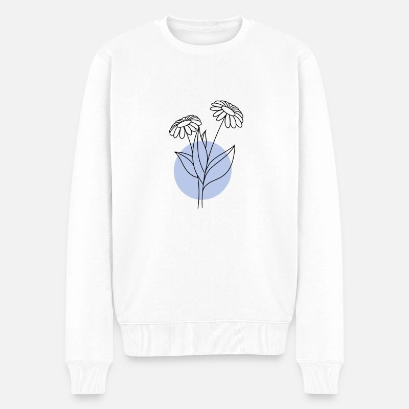 Blume blauer Kreis - Männer Premium Bio Pullover - Weiß