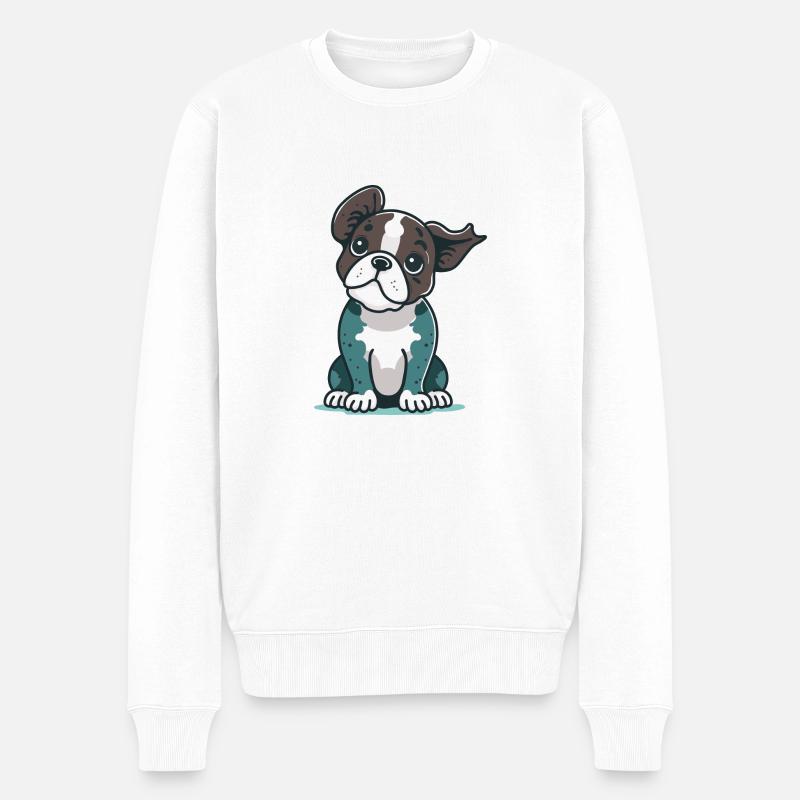 Niedliche Pitbull-Illustration - Männer Premium Bio Pullover - Weiß