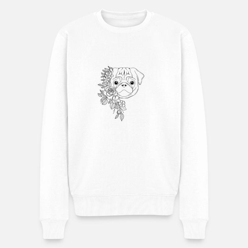 Mops - Männer Premium Bio Pullover - Weiß