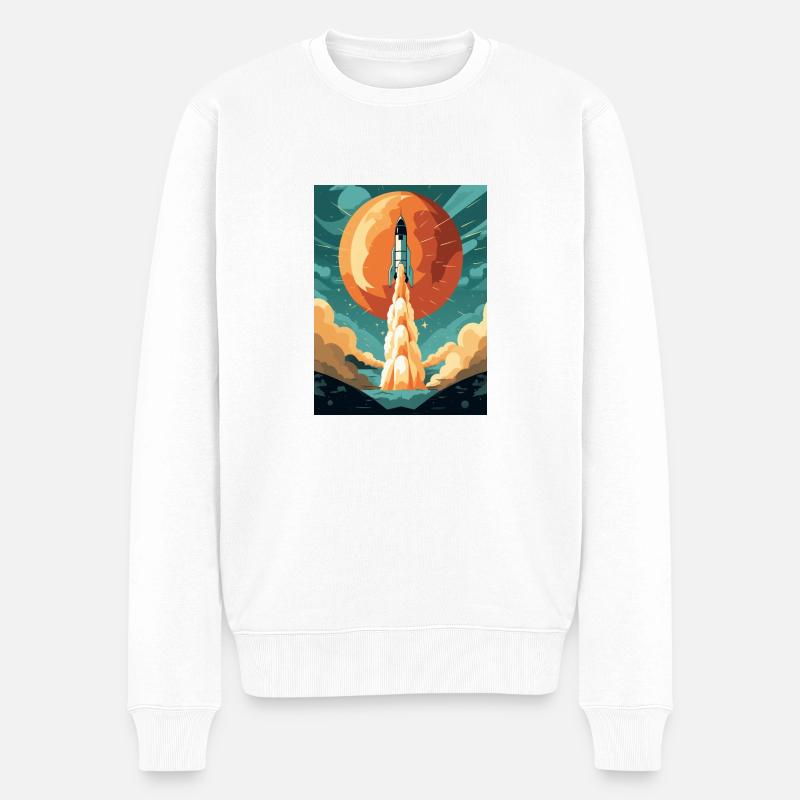 Rocket Launch Raketenstart - Männer Premium Bio Pullover - Weiß