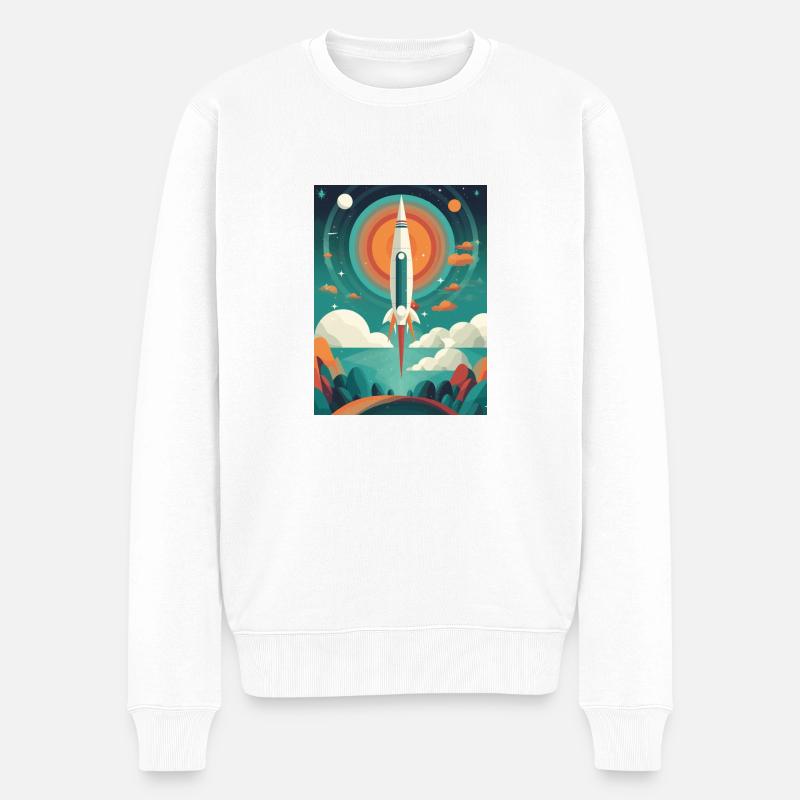 Rocket Launch Raketenstart - Männer Premium Bio Pullover - Weiß