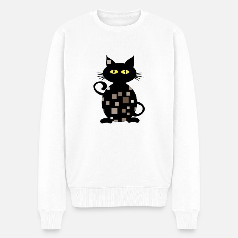 Katze - Männer Premium Bio Pullover - Weiß