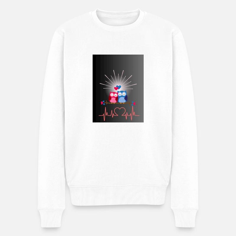 LIEBE VÖGEL - Männer Premium Bio Pullover - Weiß