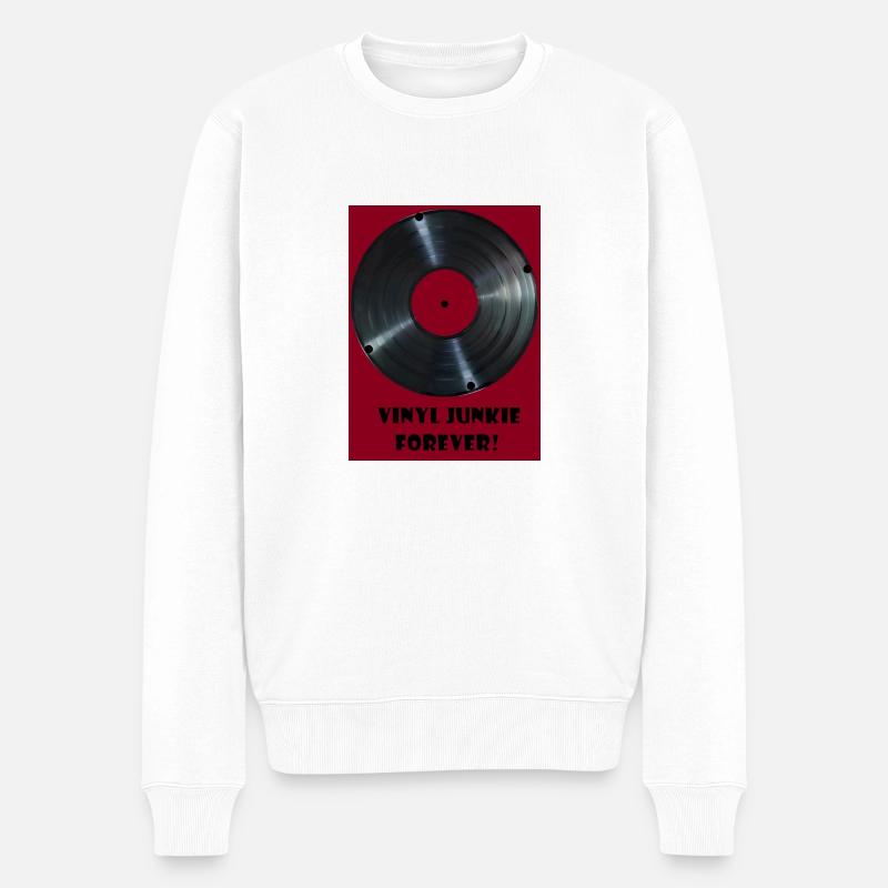 Vinyl Junkie forever - rot - Männer Premium Bio Pullover - Weiß