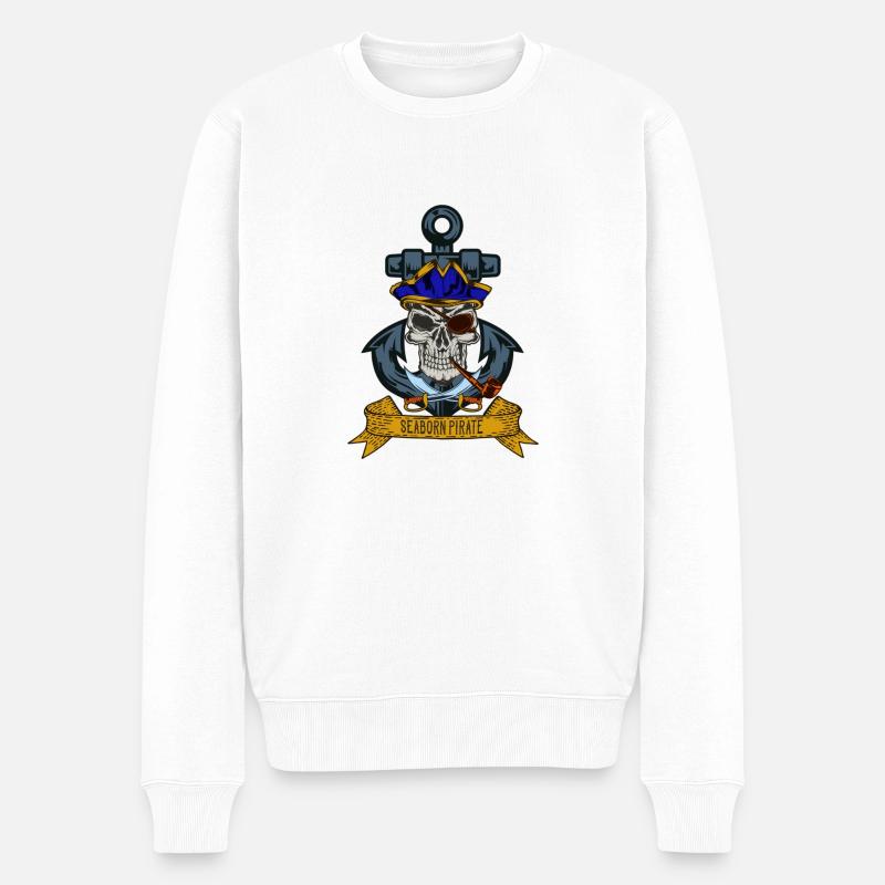 seaborn pirate - Männer Premium Bio Pullover - Weiß