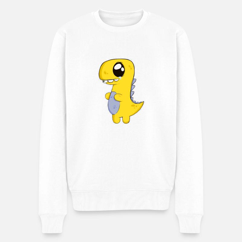 Trauriger Dino - Männer Premium Bio Pullover - Weiß