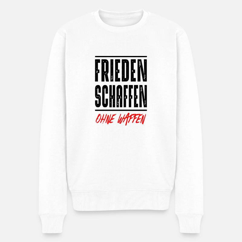 Frieden schaffen - Männer Premium Bio Pullover - Weiß