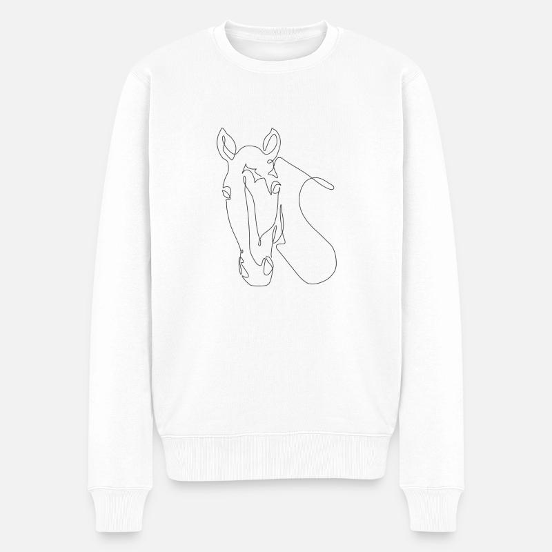 Pferdekopf Mimi - Männer Premium Bio Pullover - Weiß