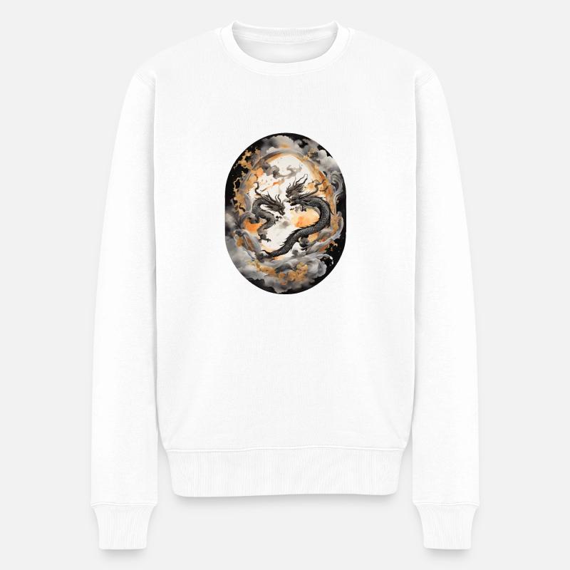 Japanische Drachen - Männer Premium Bio Pullover - Weiß