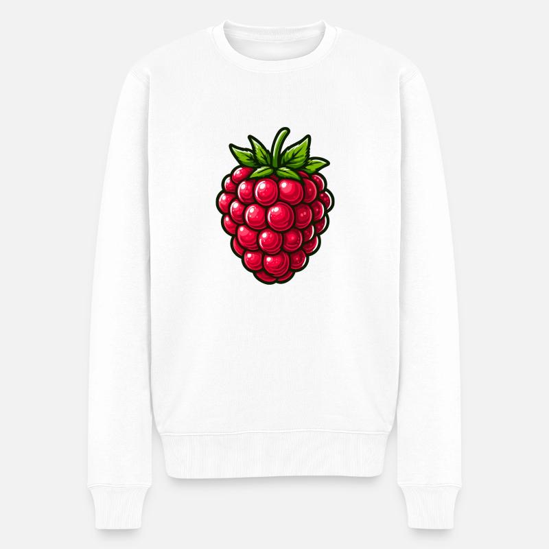 Framboise, fruit - Pull Premium bio Homme - blanc
